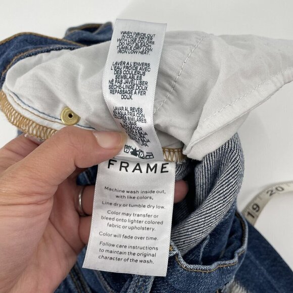 Frame Womens Le High Enford Skinny Distressed Jeans Size 25 Blue Denim Raw Hem - Picture 7 of 9